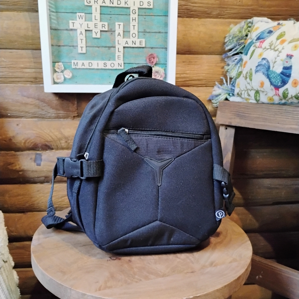 Protégé Small Black Nylon Back Pack With Adjustable Straps